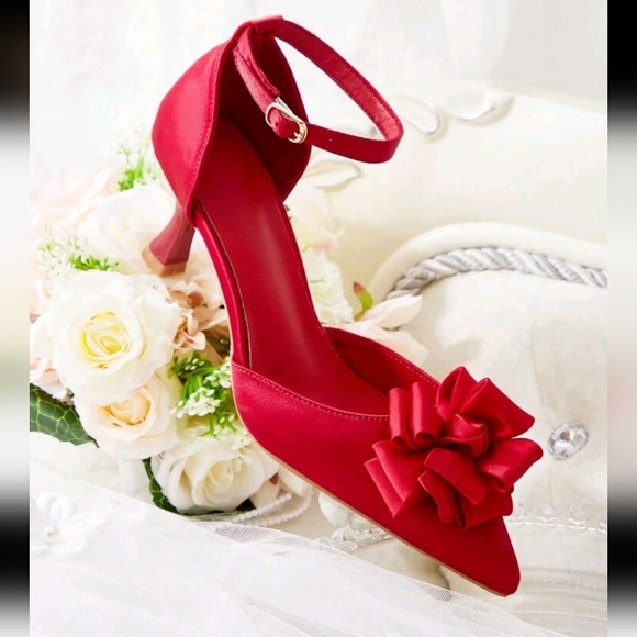 Women's Vintage Embroidered Pointy Toe High Heel Slingback Shoes - Picture 4 of 5